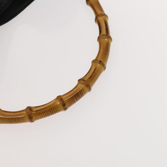 GUCCI Bamboo Hand Bag Leather Black Gold 001 1998 001 1998 - Picture 7 of 12